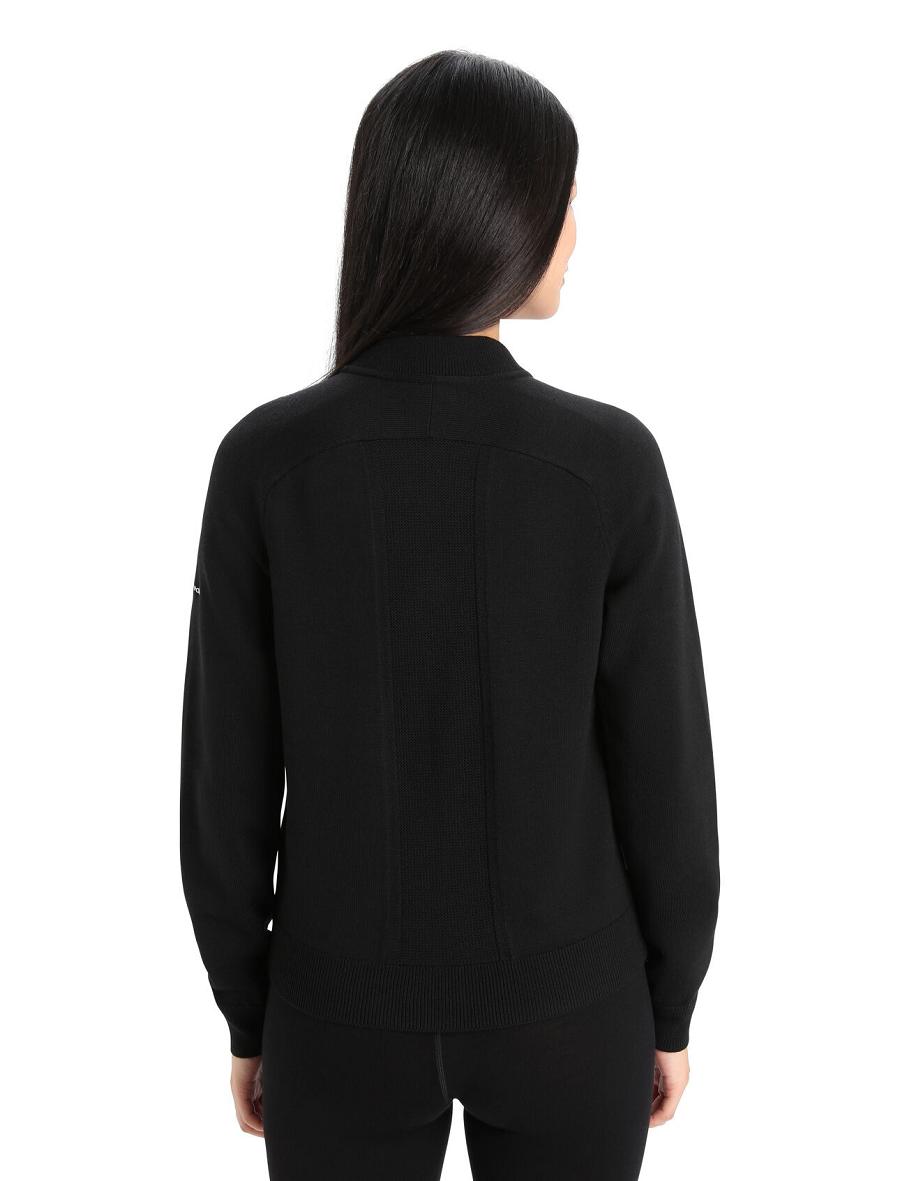 Black Icebreaker City Label ZoneKnit™ Merino Insulated Knit Bomber Women's Jackets | AU 1659XYUF